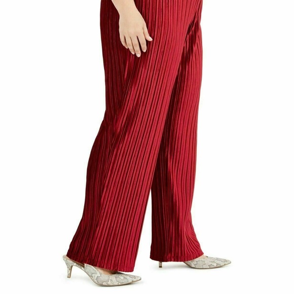 $89 (NWT) Women's Alfani Red Pleated Velvet Pull On Pants, Plus Sizes 1X/2X/3X - Picture 5 of 15